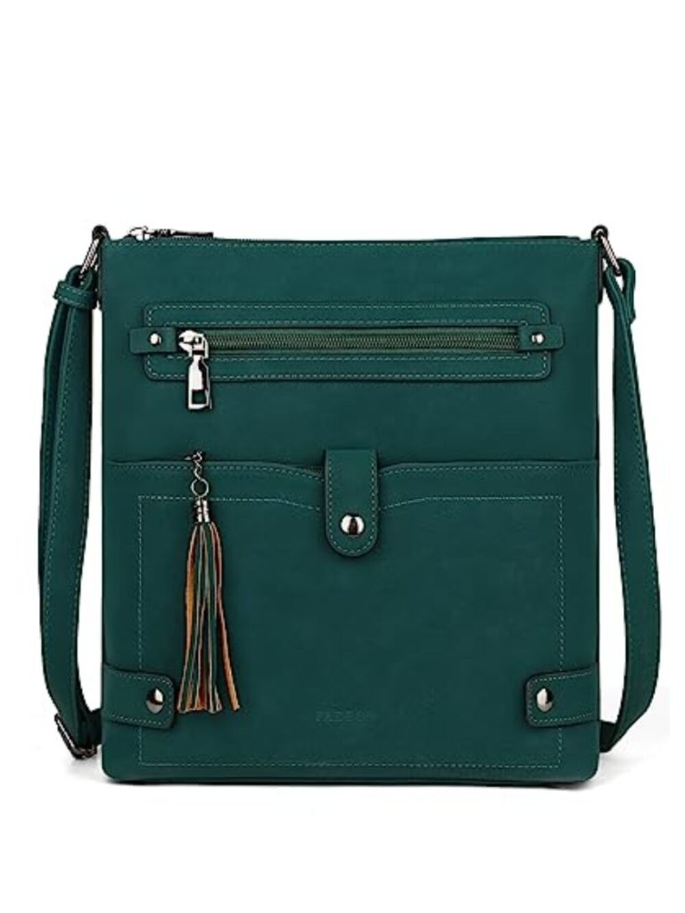 Vegan PU Leather Crossbody Purse Multi Pockets Adjustable Tassel